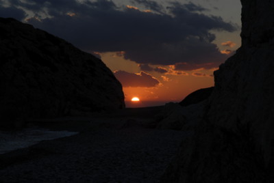 Geburtsstätte der Aphrodite, Petra tou Romiou, Zypern, Sonnenuntergang