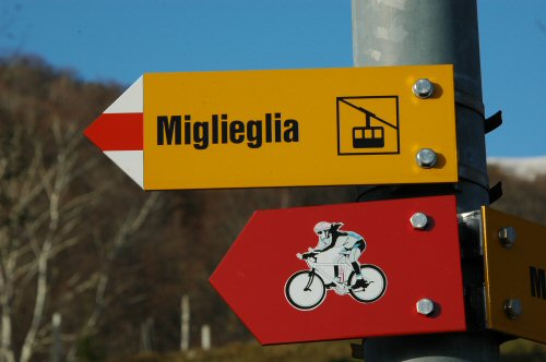 Wegweiser in Miglieglia