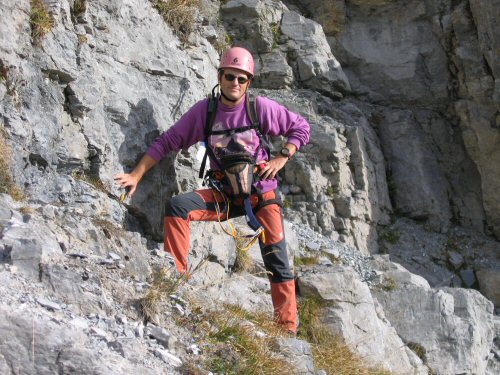 Einstieg zum Klettersteig im Sustental - hier mit Rupert Wagner 